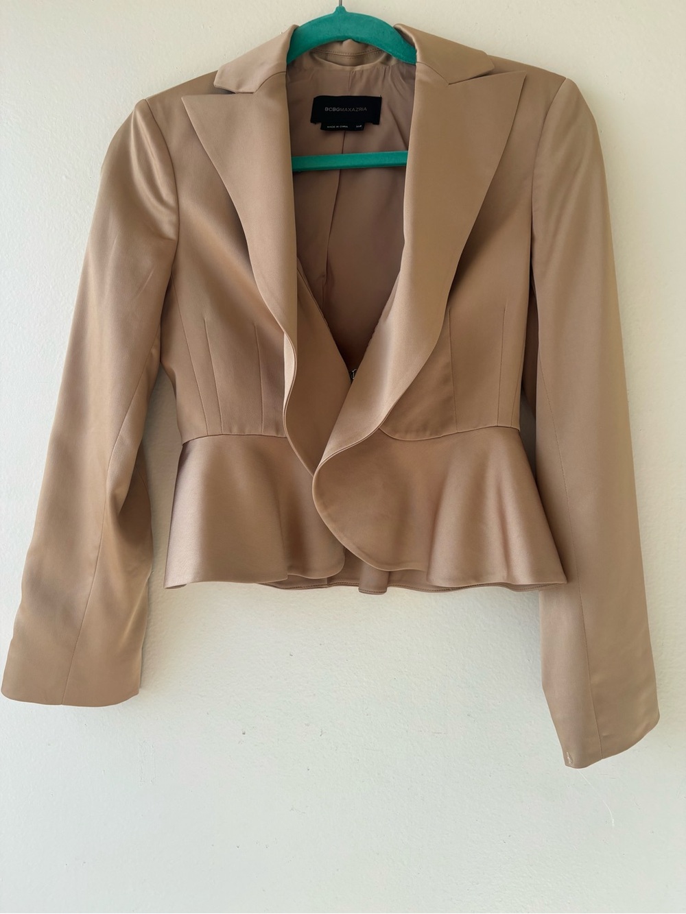 BCBGMaxAzria Taupe Peplum Blazer